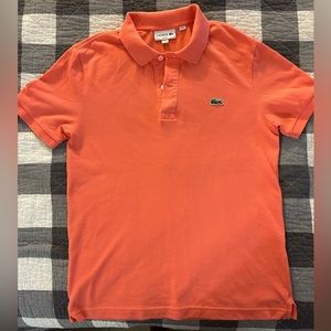 Slim Lacoste Polo in Orange/Peach